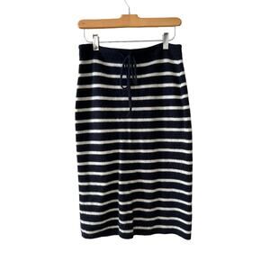 DEMYLEE Navy Blue Striped Cashmere Sweater Skirt M